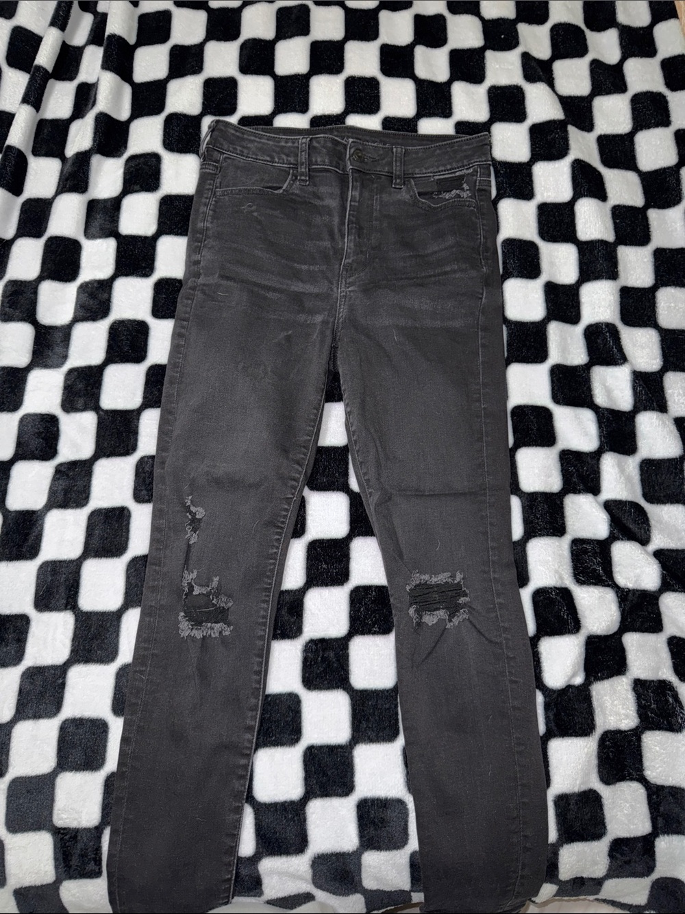 American Eagle Outfitters Black Jeans with Waistband Detail